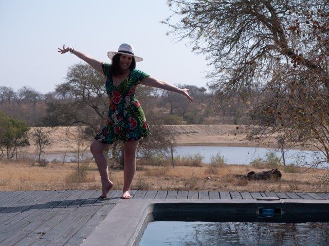 Woman standing on Chitwa Chitwa deck with private plunge pool