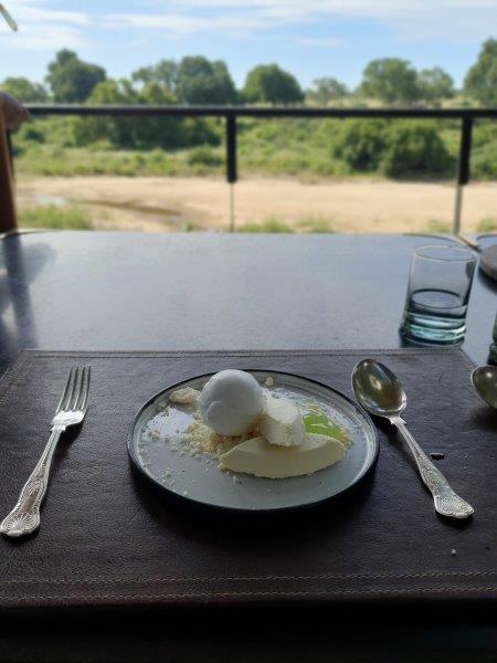 dessert at Singita Ebony Lodge