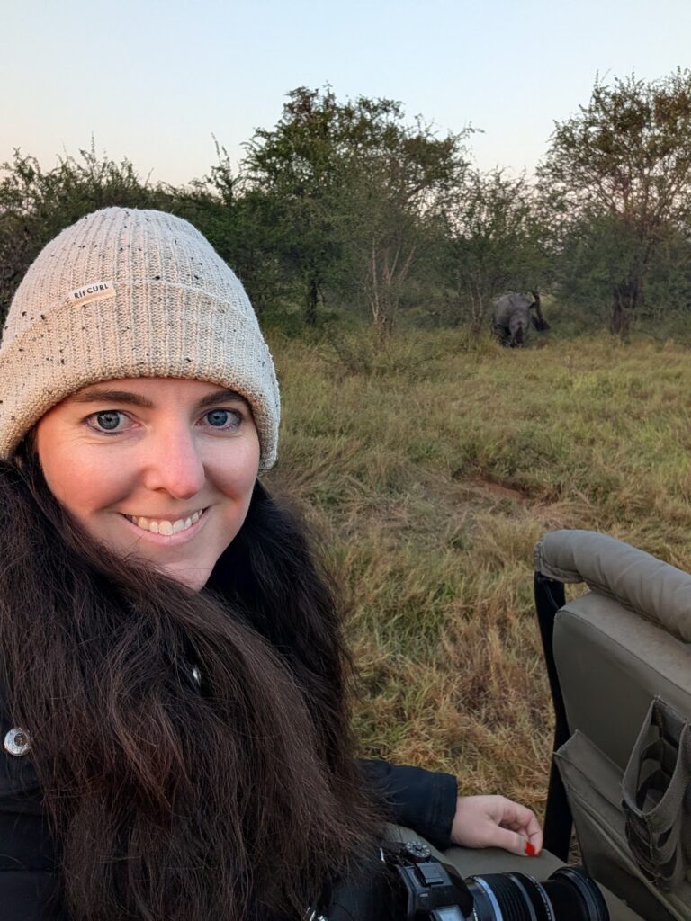 Cara selfie with Rhino in background Kalserie