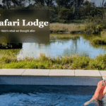 Cara sitting at RockFig Safari Lodge plunge pool